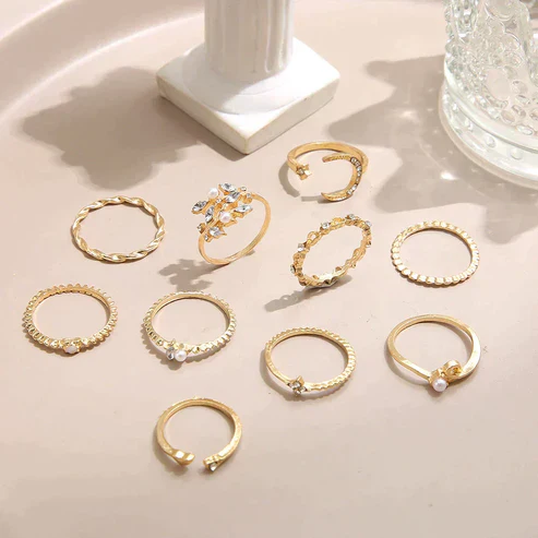 10 Pack of Bohemian Silver and Gold Plated Rings - Image 2