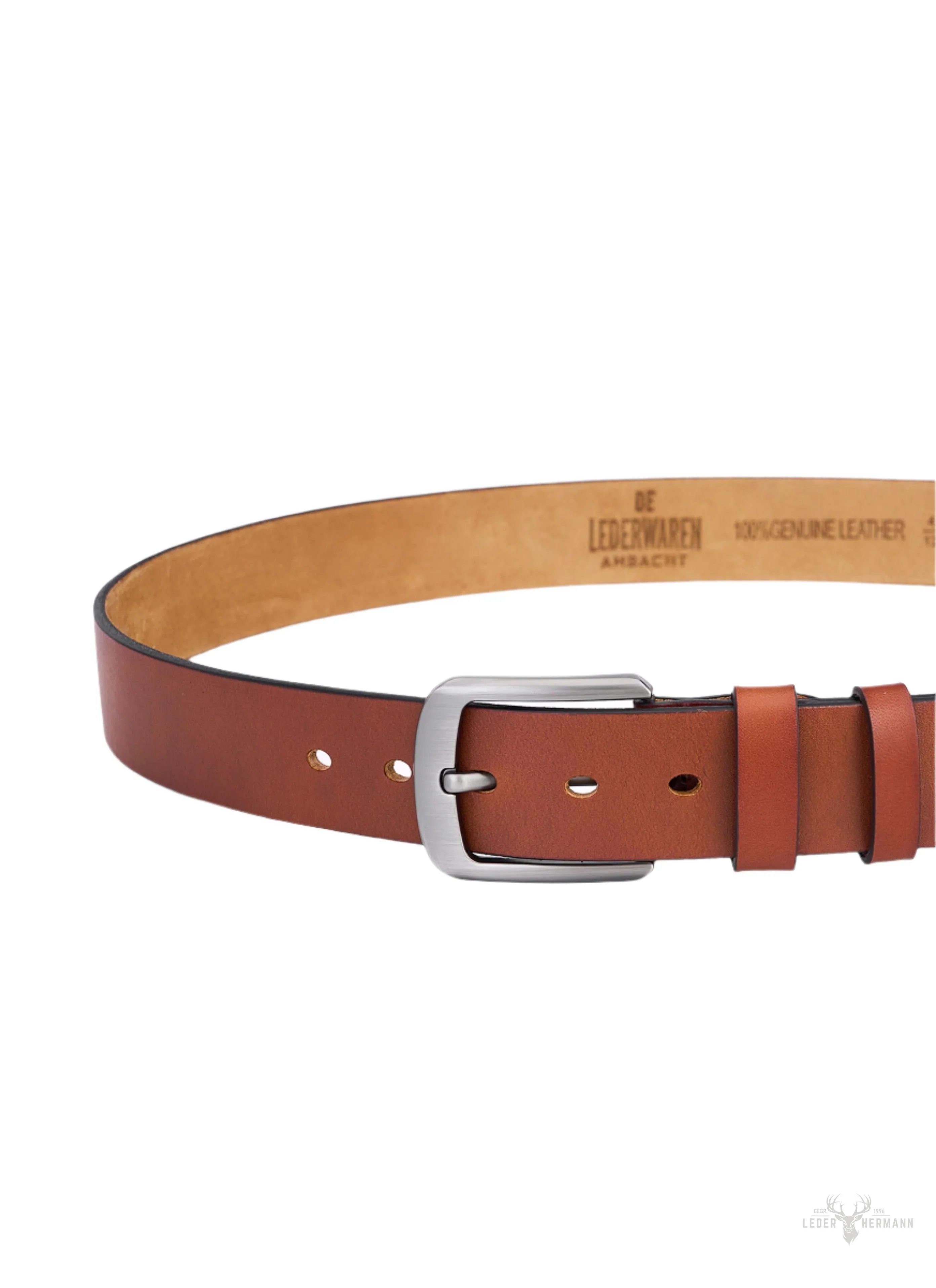 Set of 2 round leather belts – Black & Cognac - Robust and durable men's wedding belts - Image 4