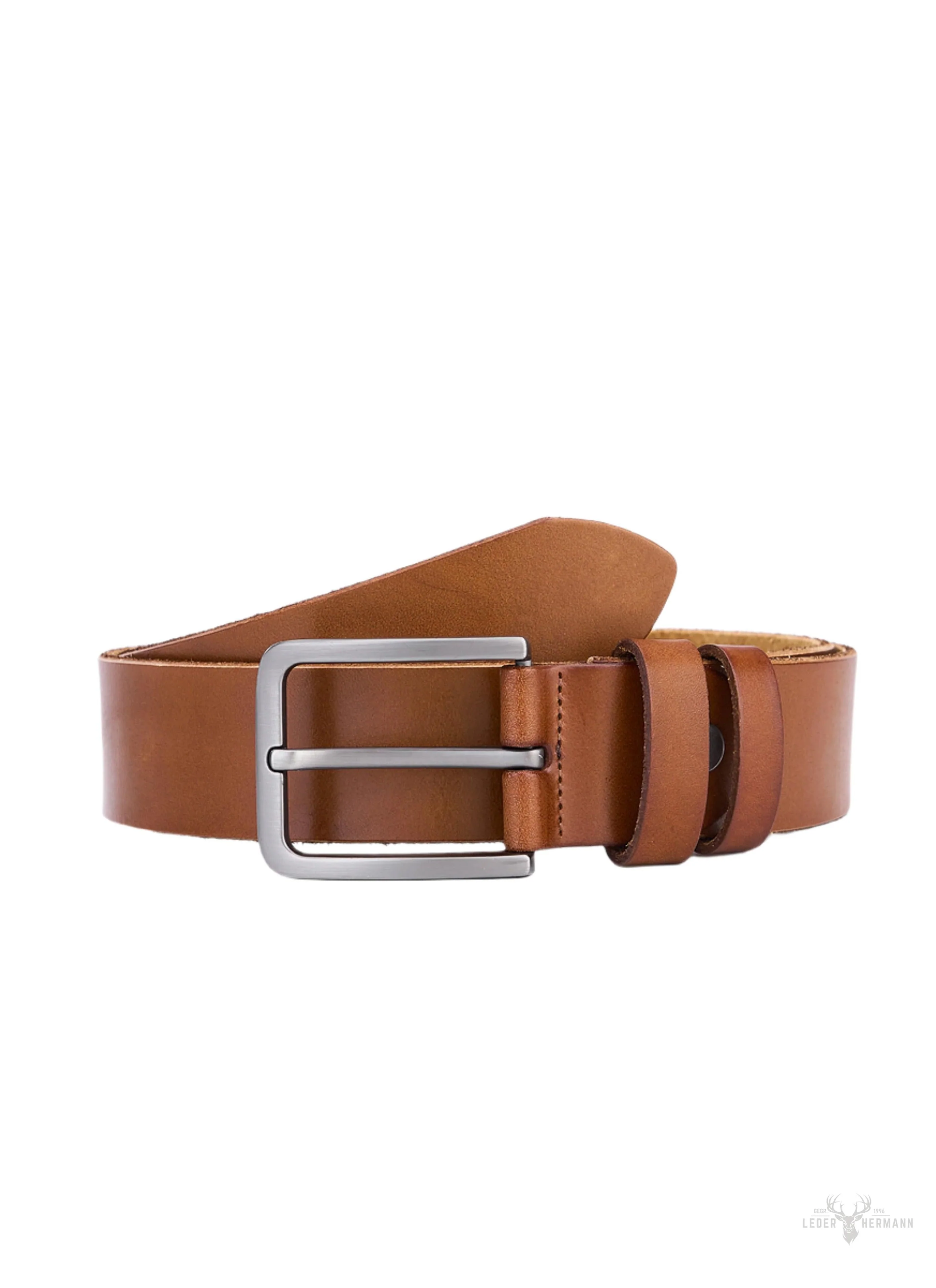 Set of 2 round leather belts in black and cognac - Image 2