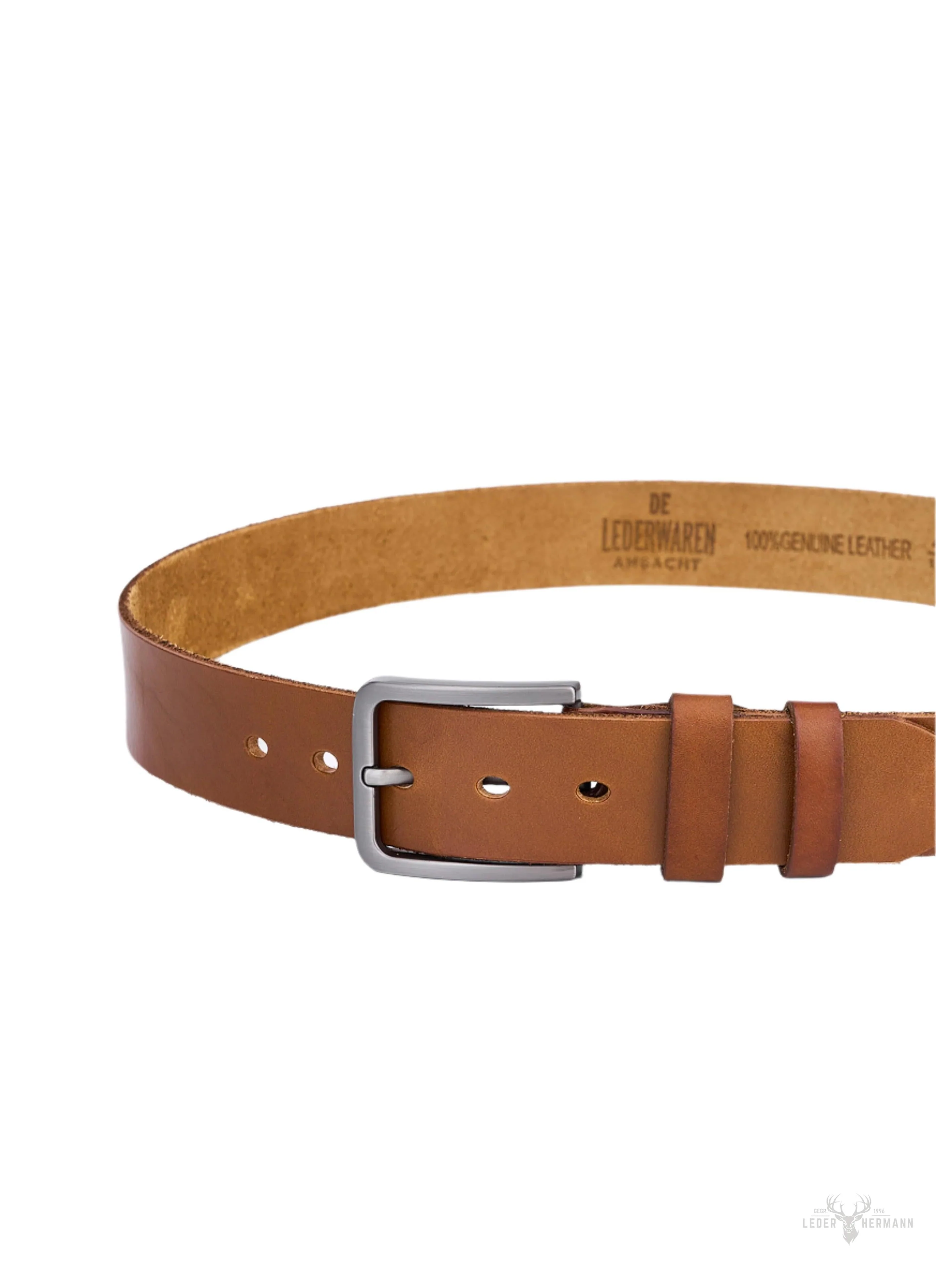 Set of 2 round leather belts in black and cognac - Image 4