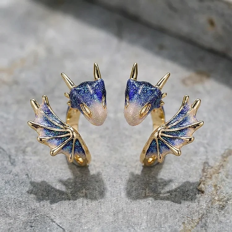 Adjustable Dragon Ring in Silver and Hand Painted Enamel - Image 2