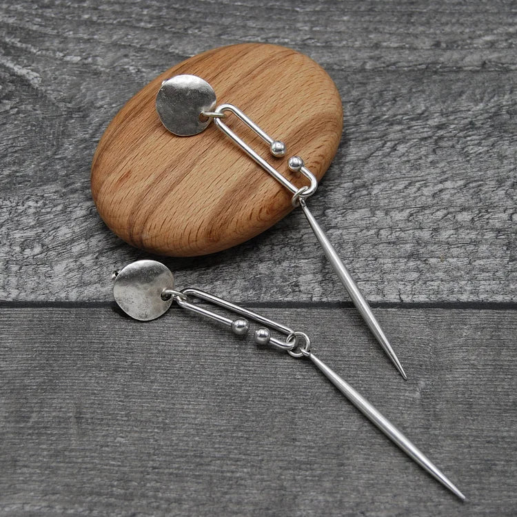 Antique Silver Long Drop Earrings - Image 3