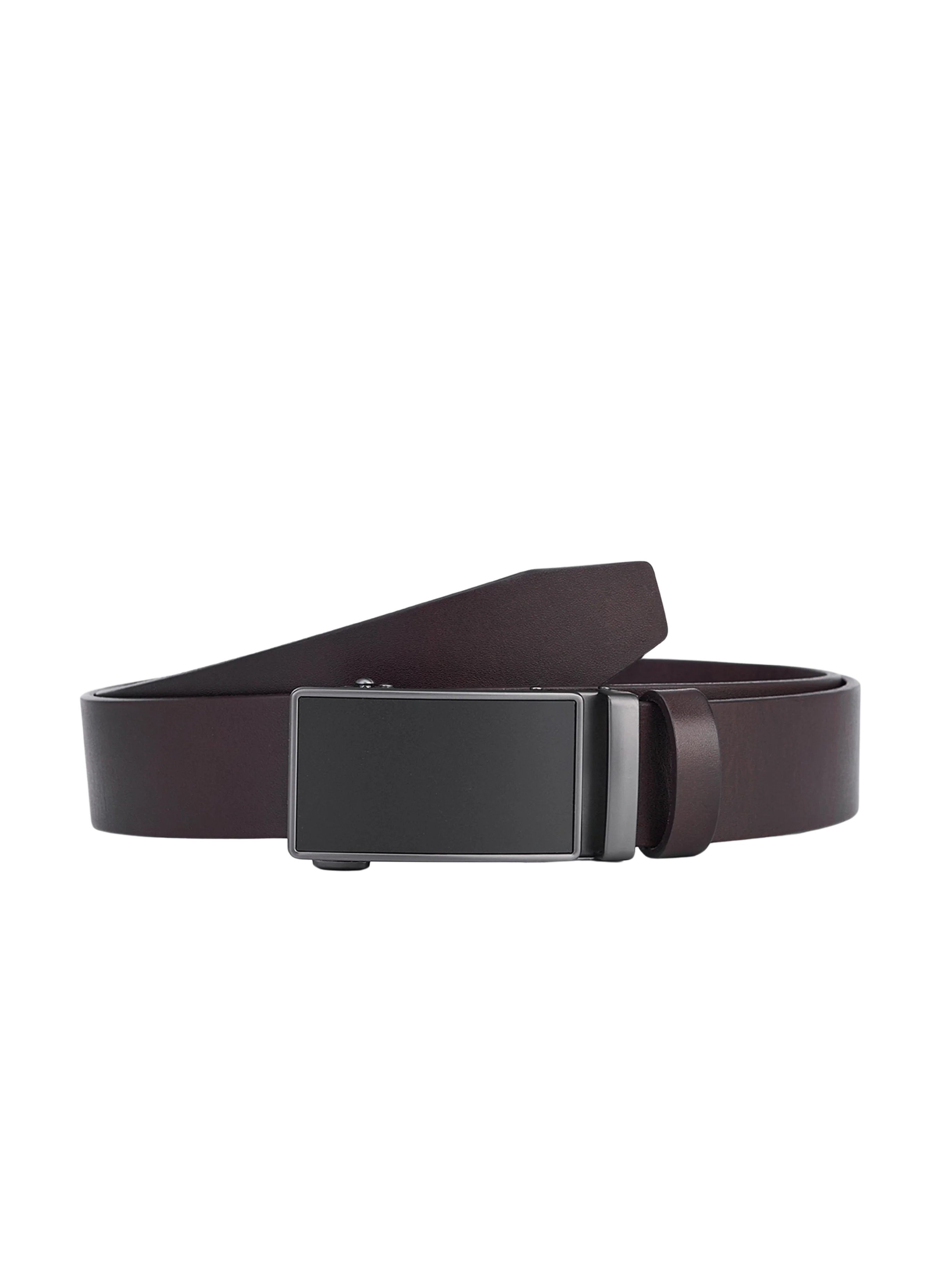 Brown Round Leather Belt with Automatic Closure - Image 2