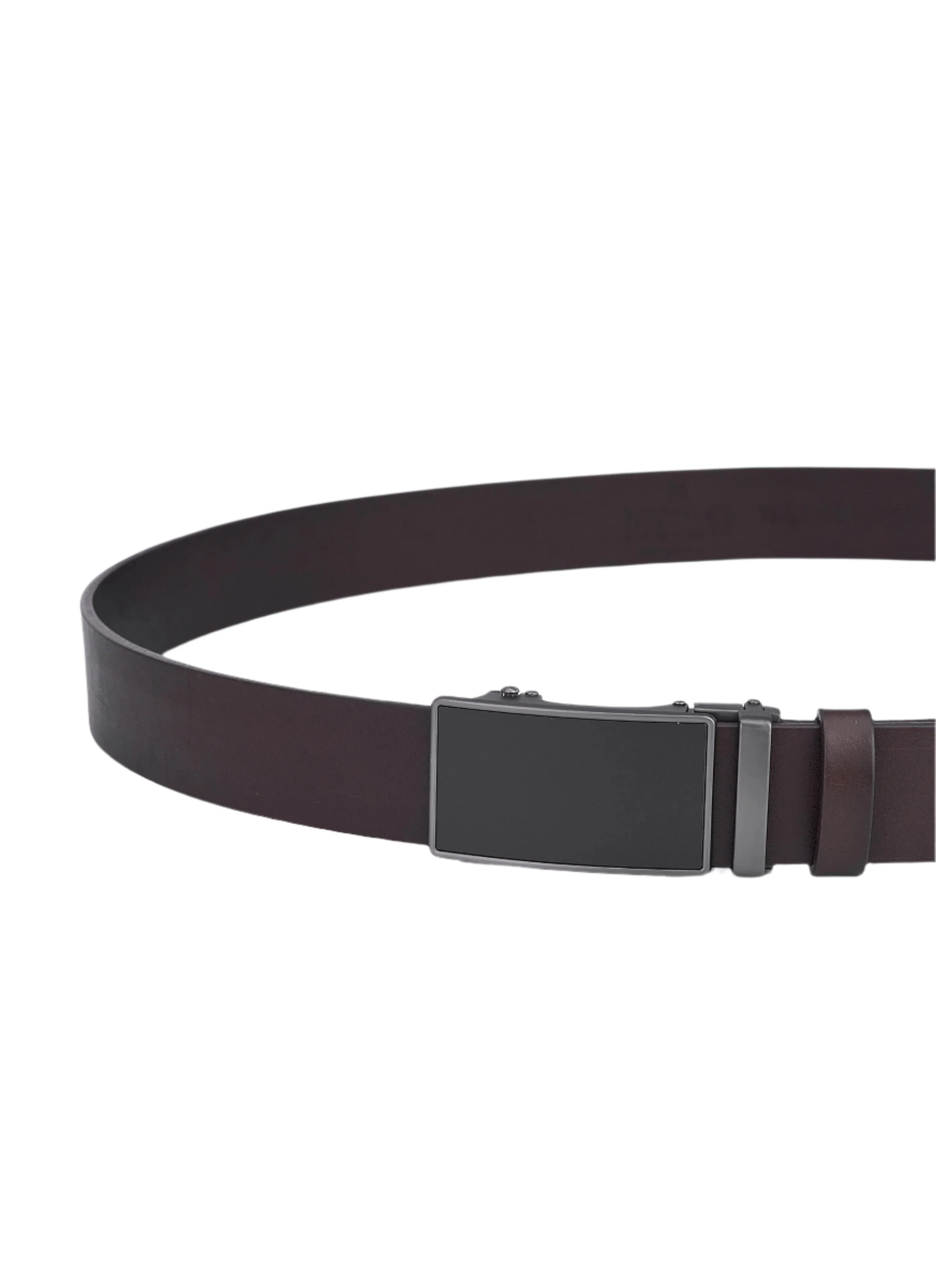 Brown Round Leather Belt with Automatic Closure - Image 3