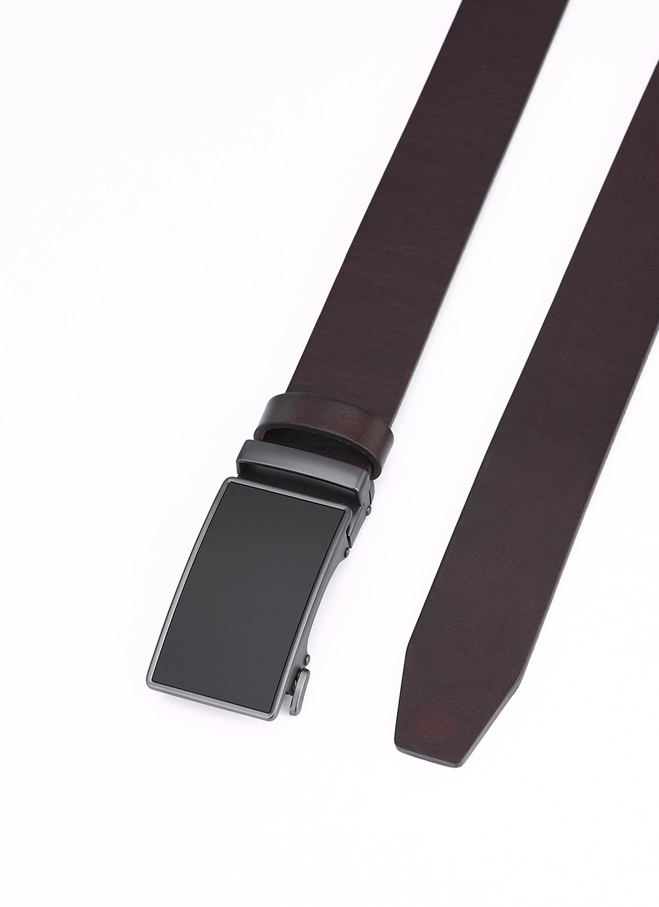 Brown Round Leather Belt with Automatic Closure - Image 4