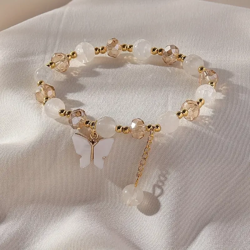Beautiful Butterfly Beaded Stretch Bracelet - Image 2