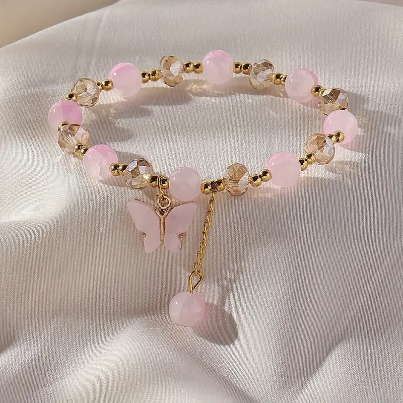 Beautiful Butterfly Beaded Stretch Bracelet - Image 4