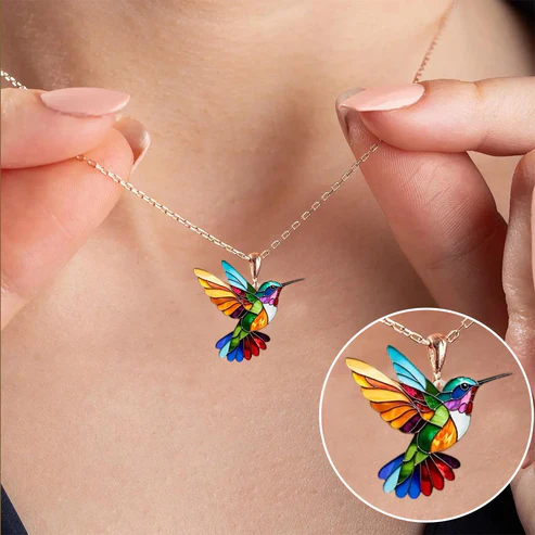 Beautiful Hummingbird Necklace with Bonus Earrings - Image 2