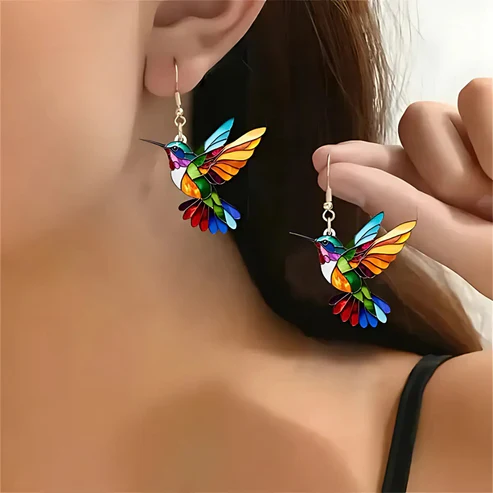 Beautiful Hummingbird Necklace with Bonus Earrings - Image 3