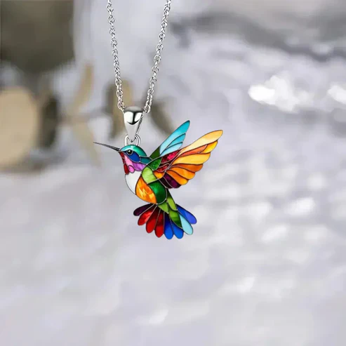 Beautiful Hummingbird Necklace with Bonus Earrings - Image 6