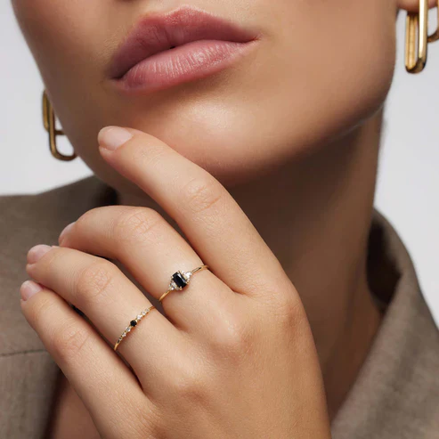 Black Spinel Baguette Ring - Image 2