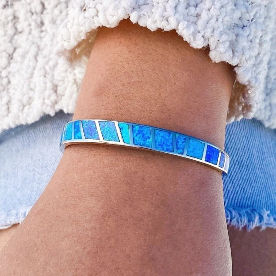 Blue and Silver Opal Bracelet - Image 3