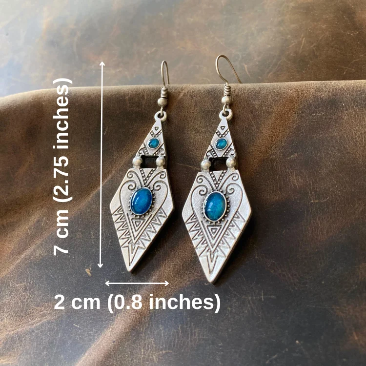 Blue Natural Stone Earrings - Image 2
