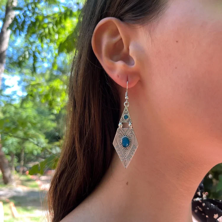 Blue Natural Stone Earrings - Image 3