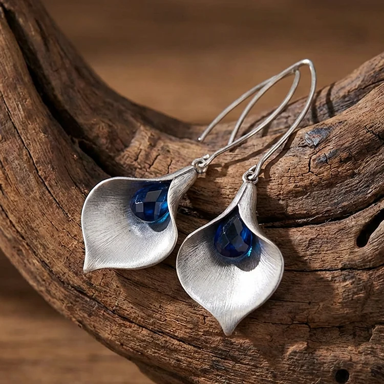 Blue Stone Earrings in Silver - Image 2