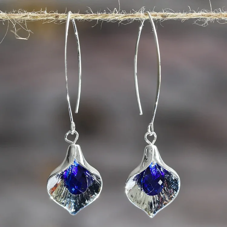 Blue Stone Earrings in Silver - Image 3