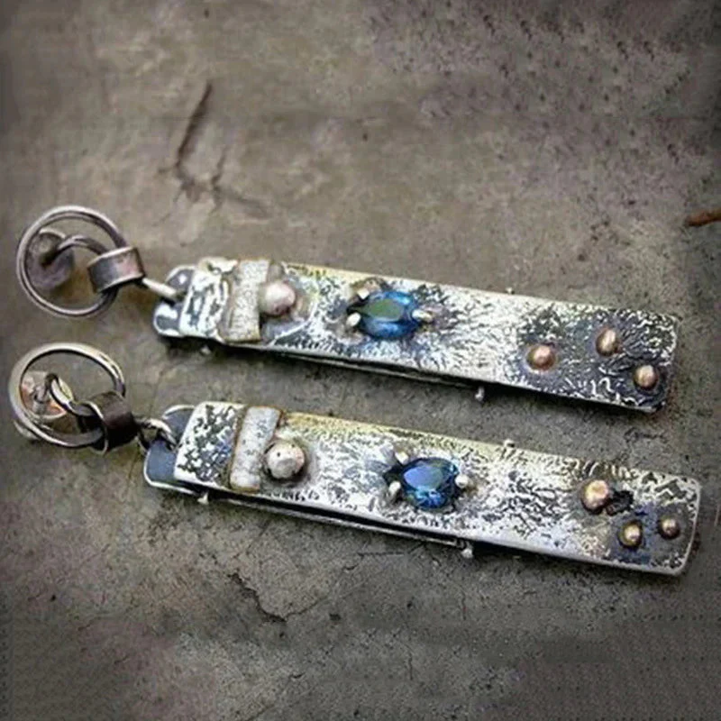 Blue Stone Handmade Earrings - Image 2