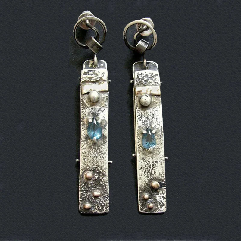 Blue Stone Handmade Earrings - Image 3