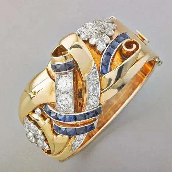 Blue Zirconia Vintage Gold Ring - Image 2