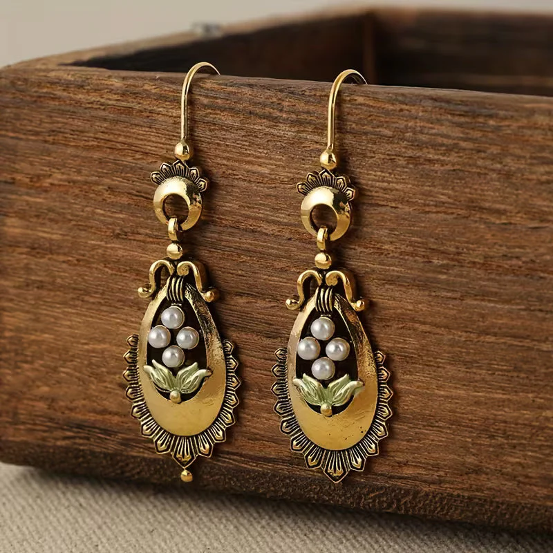 Bohemian Pearl Water Drop Earrings - Image 2