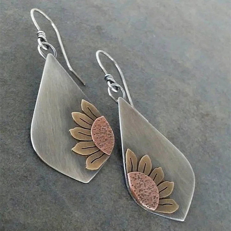 Bohemian sunflower pendant earrings - Image 2