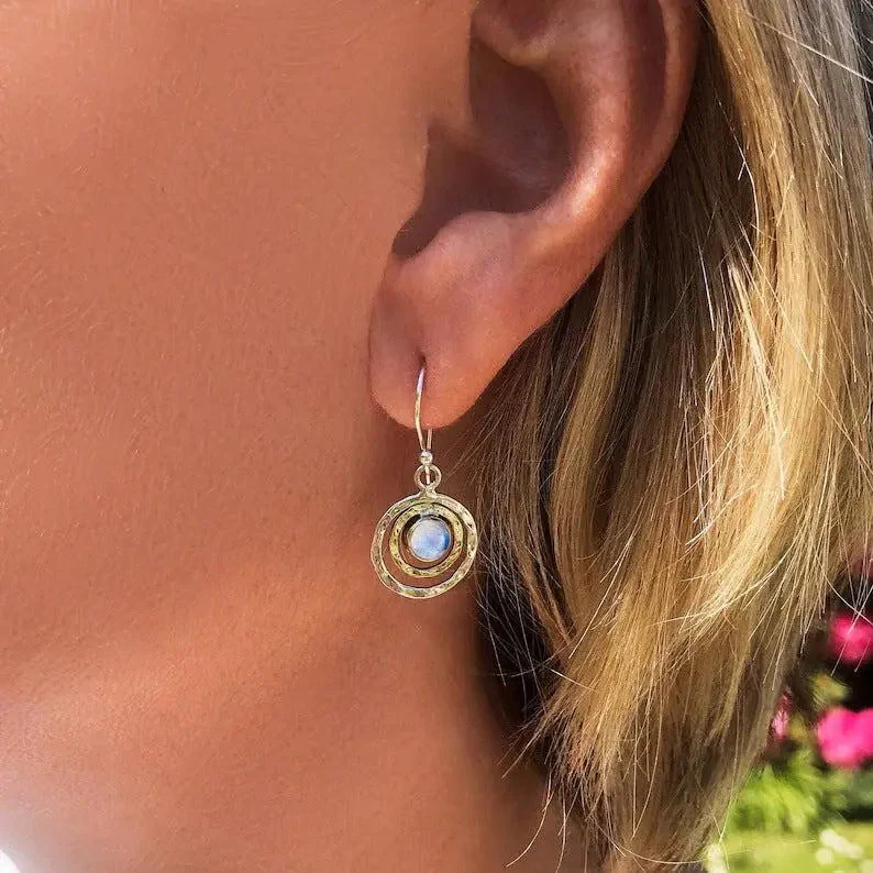 Boho Saturn with Turquoise Opal Earrings - Image 2