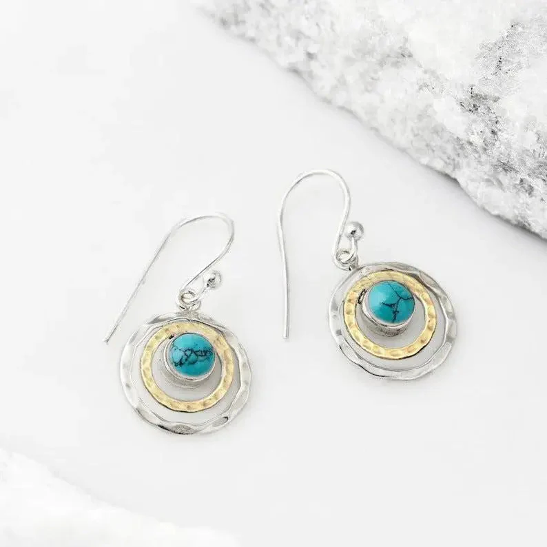 Boho Saturn with Turquoise Opal Earrings - Image 3