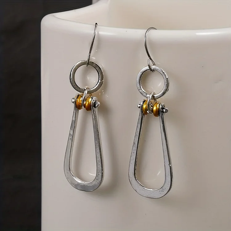 Boho Silver Turquoise Dangle Drop Earrings - Image 3