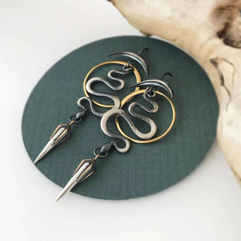 Irregular Geometric Spiral Earrings Serpentine - Image 2