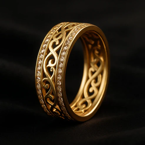 Bright Hollow Gold Ring - Image 3