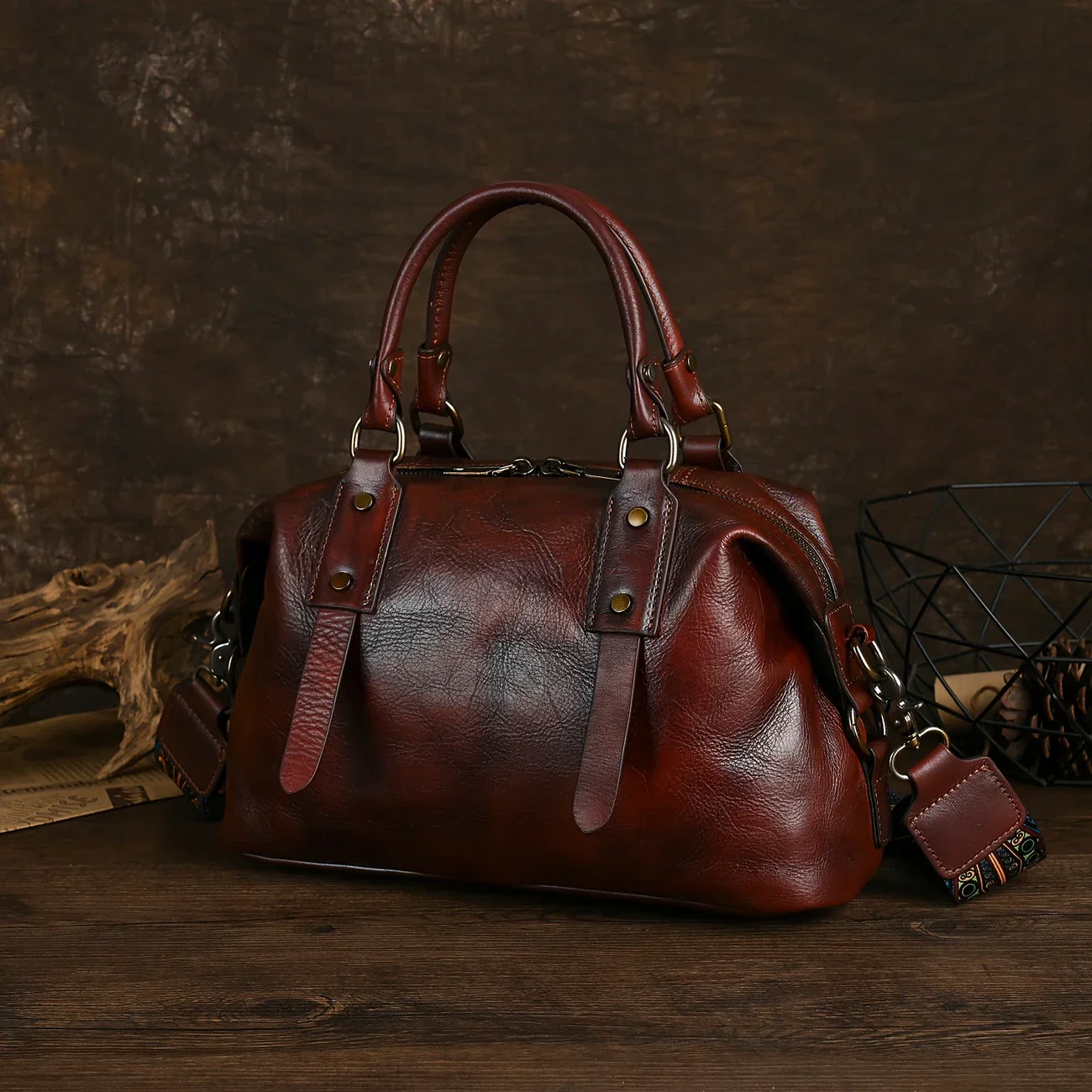 Brown Leather Vintage Bag - Image 2