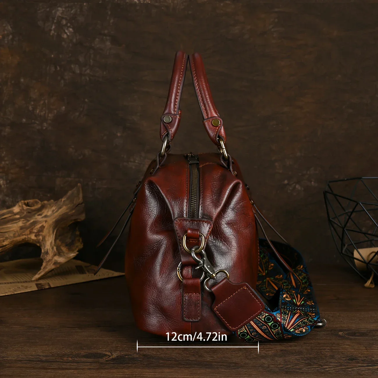 Brown Leather Vintage Bag - Image 4
