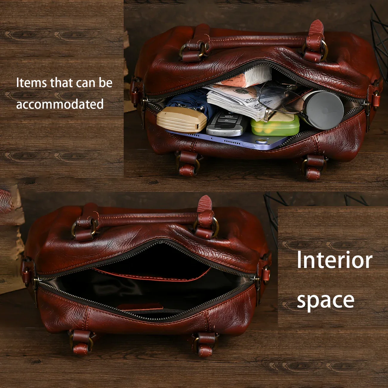 Brown Leather Vintage Bag - Image 6