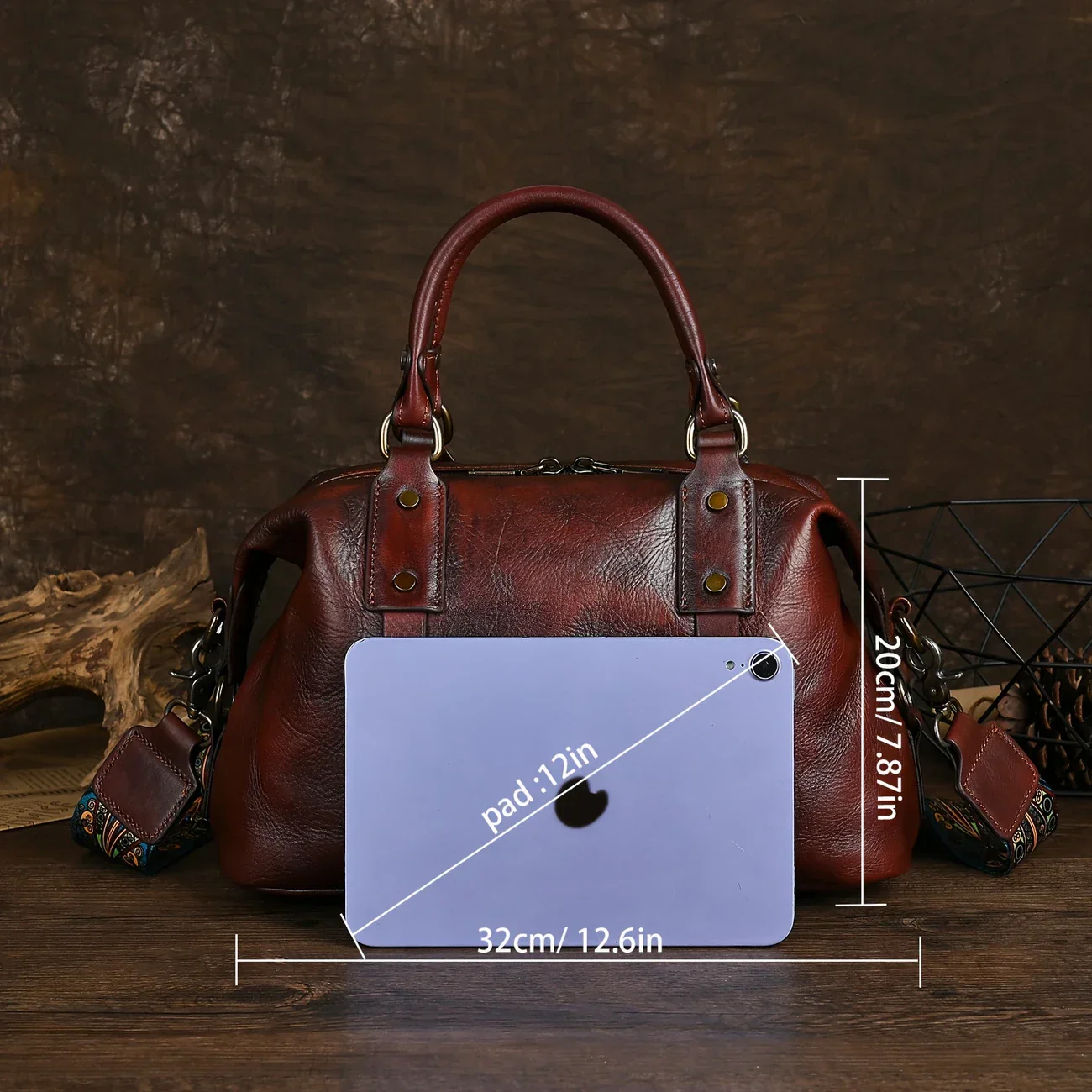 Brown Leather Vintage Bag - Image 7