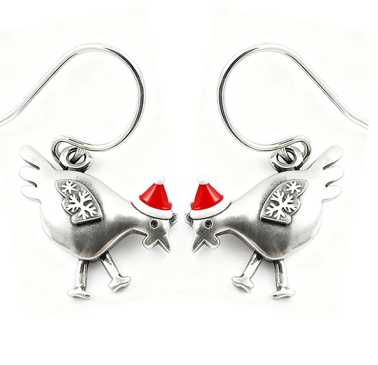 Christmas Santa Hat Chick Earrings - Image 2