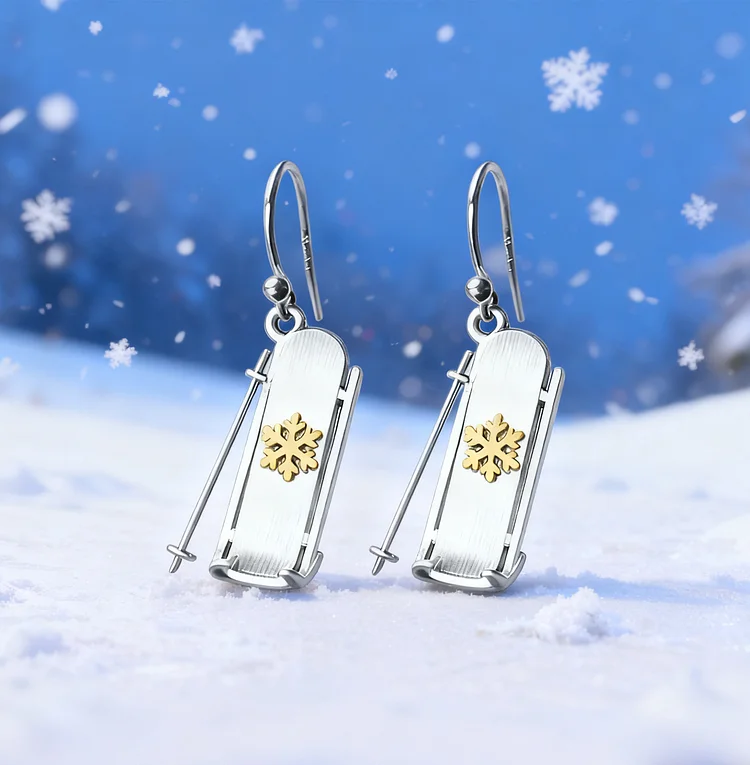Christmas Snowboard Snow Earrings - Image 2