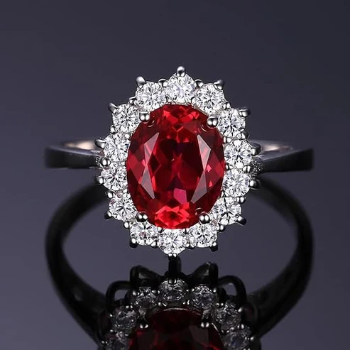 Classic Ruby Halo Ring - Image 2