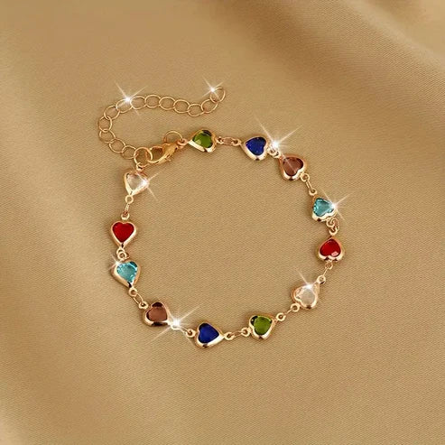 Colorful Heart Gold Bracelet - Image 2