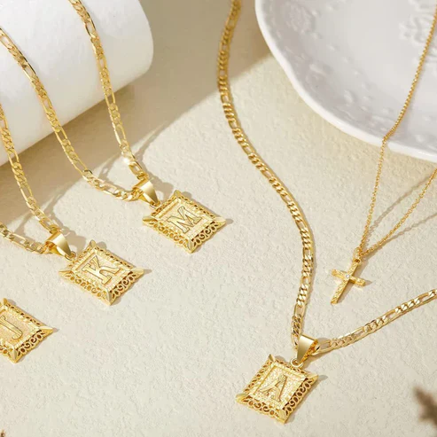 Cross Initial Necklace Set - Image 3