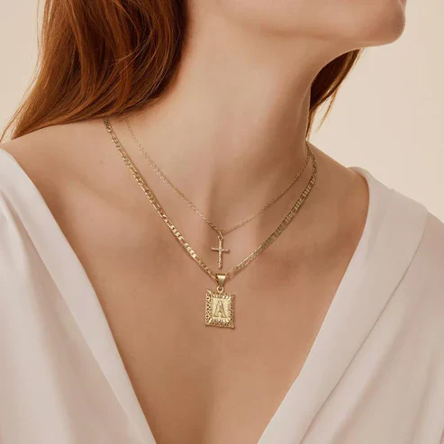 Cross Initial Necklace Set - Image 5