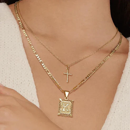 Cross Initial Necklace Set - Image 6