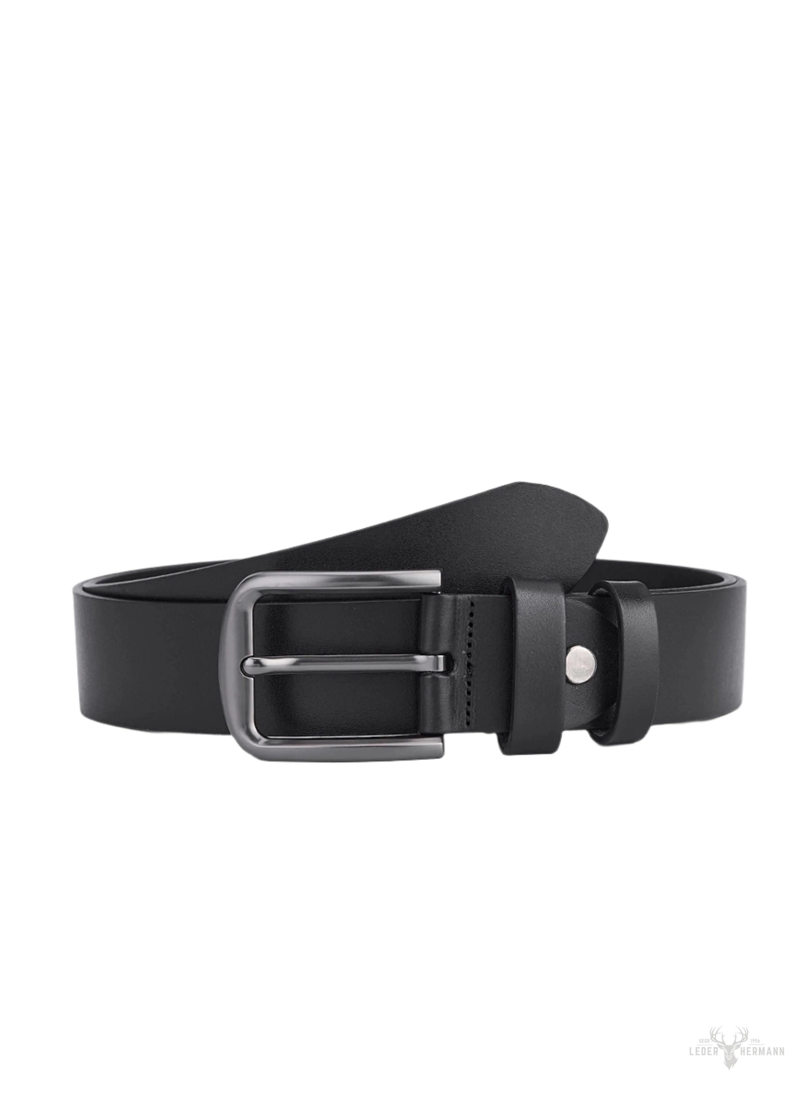 2 piece round leather belt set - black & dark brown - elegant for men - Image 2