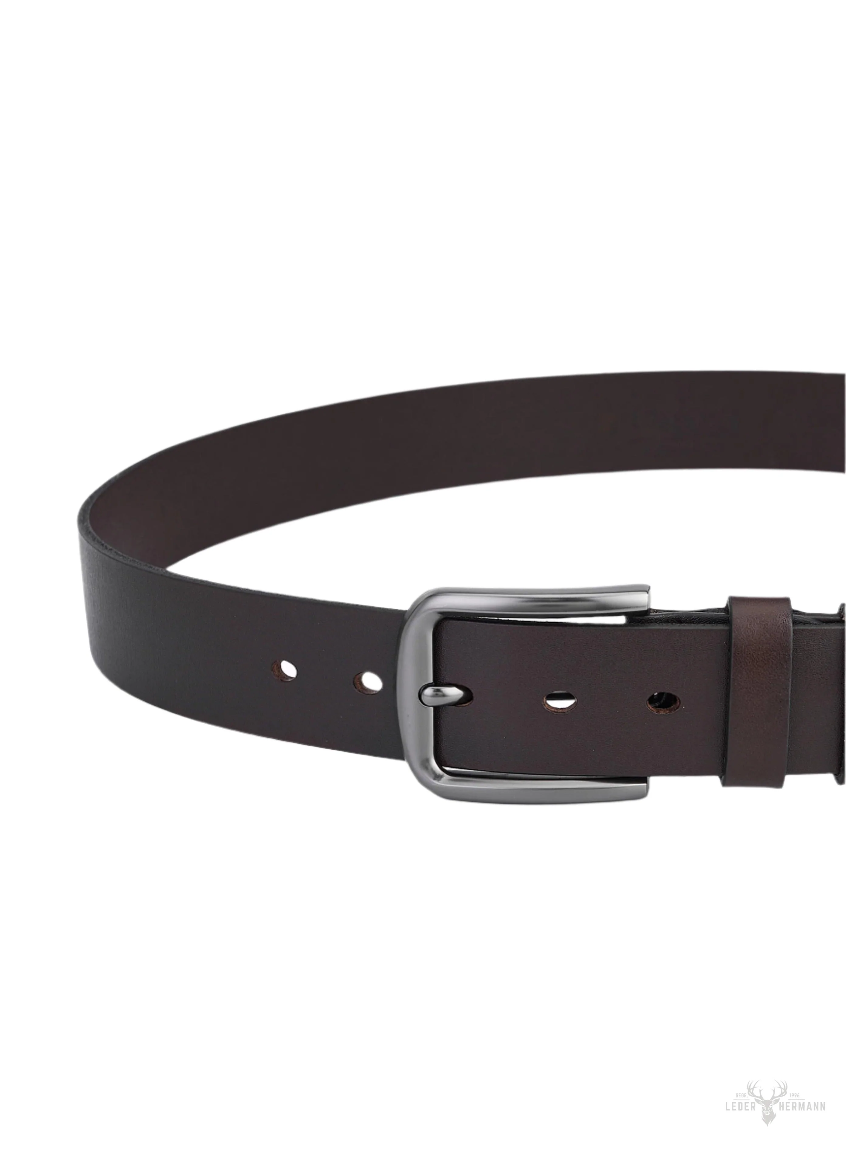 2 piece round leather belt set - black & dark brown - elegant for men - Image 5