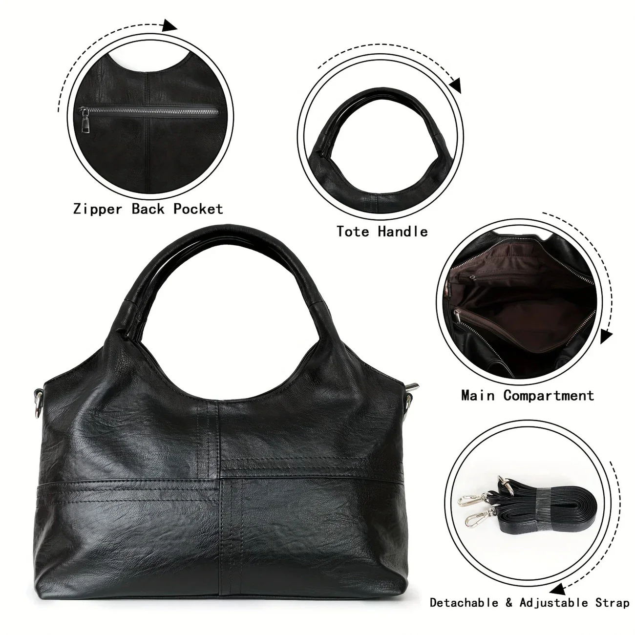 Elegant Leather Women's Crossbody Shoulder Bag - Image 4