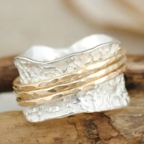 Elegant Gold & Silver Spinner Ring - Image 2