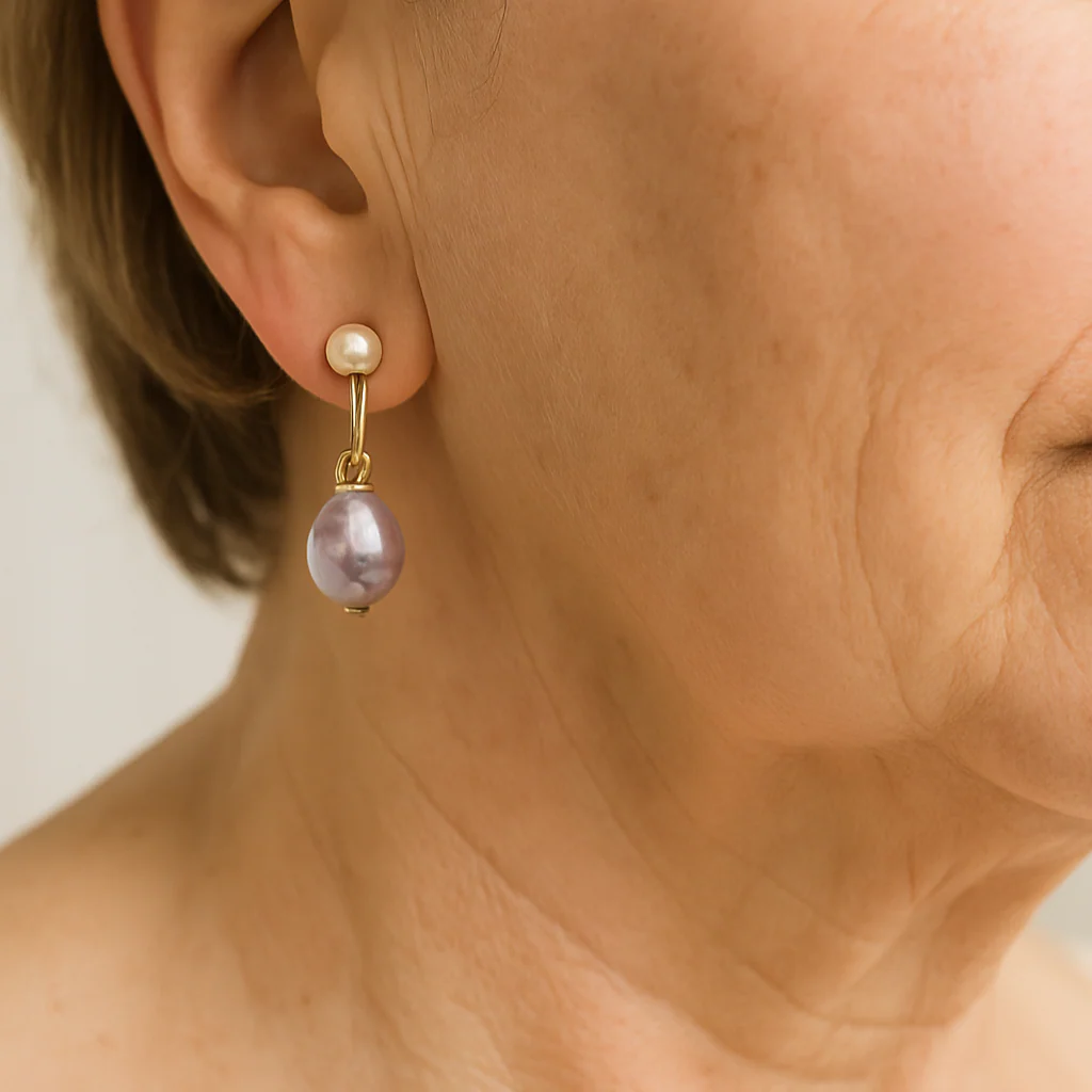 Elegant purple pearl earrings - Image 2