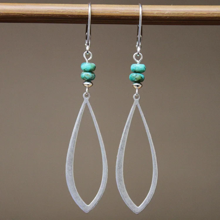 Vintage Openwork Drops Turquoise Earrings - Image 3