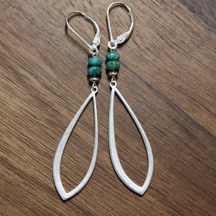 Vintage Openwork Drops Turquoise Earrings - Image 4