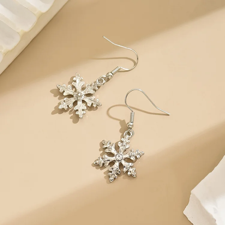 Elegant Snowflake Drop Dangle Earrings - Image 2