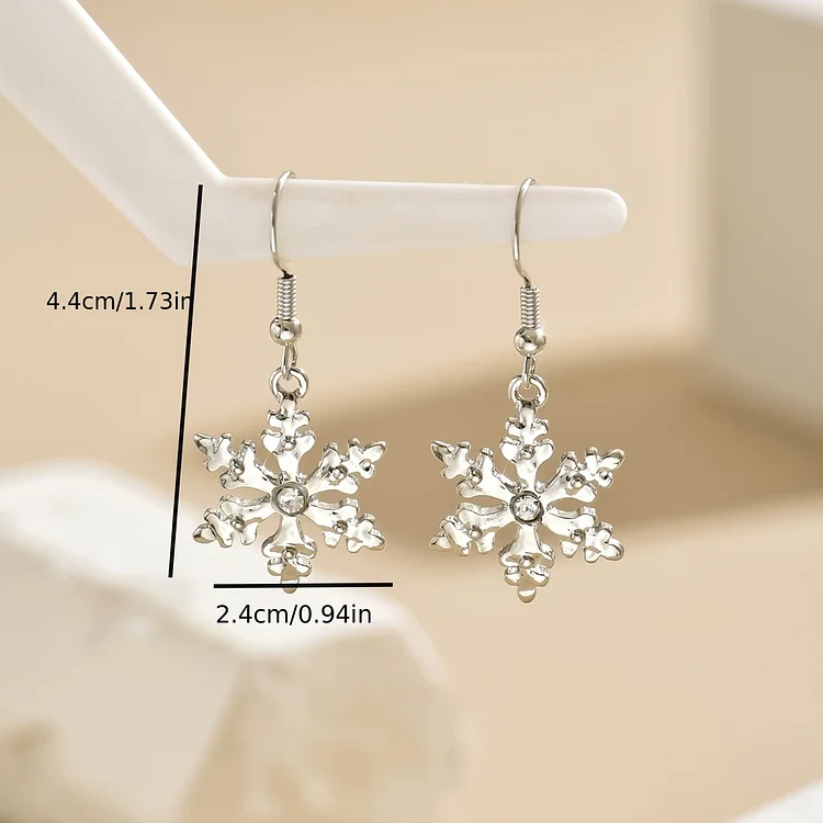 Elegant Snowflake Drop Dangle Earrings - Image 3